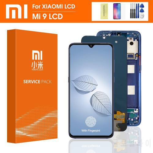 6.39&39&39 Super AMOLED LCD For xiaomi Mi 9 LCD Display Touch Screen Digitizer Assembly with frame For xiaomi Mi9 M1902F1G Display