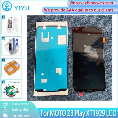 AMOLED For Motorola Moto Z3 Play XT1929 LCD Display Touch Screen Digitizer Assembly Replacement With Burn-shadow + Stickers