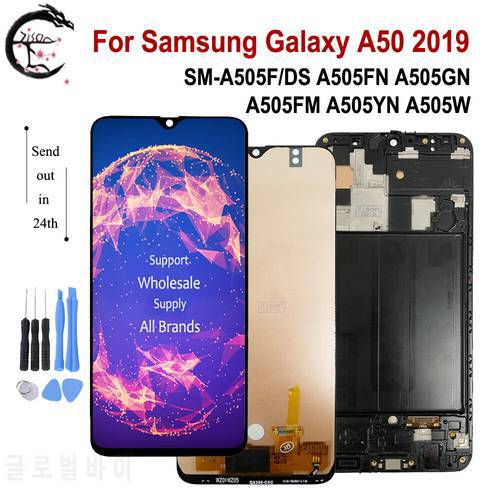 A50 A505F LCD With Frame For Samsung Galaxy A50 Display Screen Touch Digitizer Assembly SM-A505F/DS A505FN A505GT A505FM A505YN