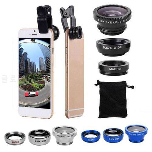 3 in 1 Mobile Phone Camera Fish Eye Macro Super Wide Angle Lens Kit with Clip For iPhone 8 7 6S Plus Xiaomi Samsung huawei