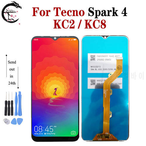 6.52inch Display For Tecno Spark 4 LCD KC2 KC8 Display Screen Touch Digitizer Sensor Assembly For Tecno Spark4 Replacement Parts