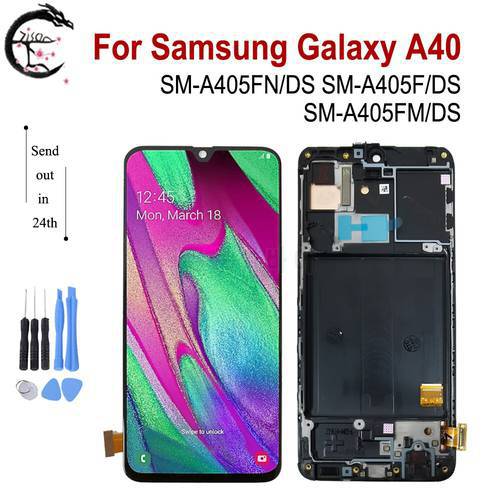 A40 Display For SAMSUNG Galaxy A40 LCD With Frame A405 SM-A405FN/DS A405F A405FM Screen Touch Digitizer Assembly Replacement