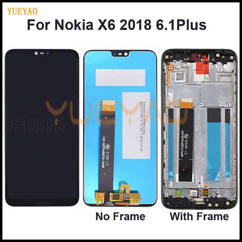 For Nokia 6.1 Plus LCD Display Screen For Nokia X6 LCD Display Touch Screen Digitizer Assembly With Frame For Nokia 6.1 2018 LCD