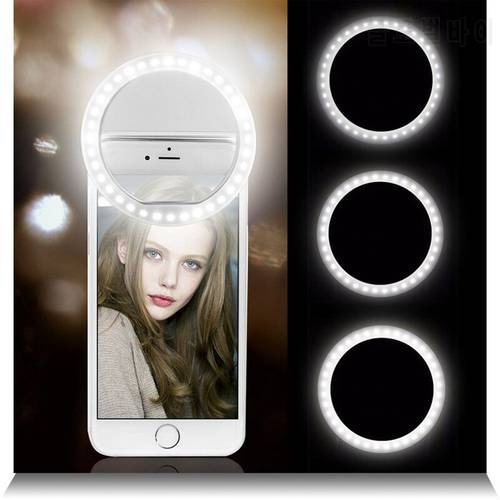 Universal Selfie LED Ring Flash Light Portable Mobile Phone 36 LEDS Selfie Lamp Luminous Ring Clip For IPhone 6 8 7 Plus Samsung