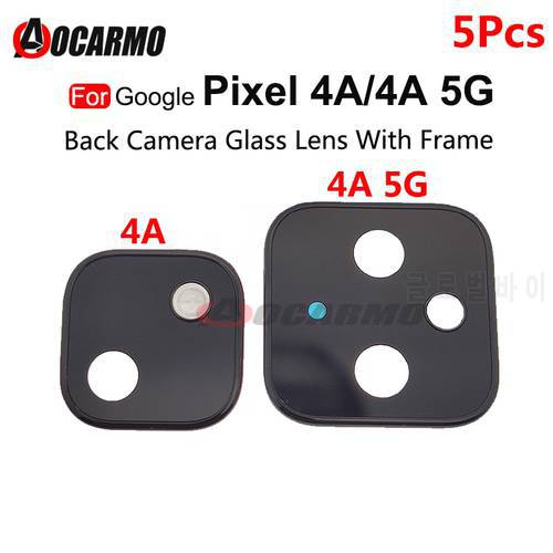 5Pcs For Google Pixel 5 5A 4A 5G Back Camera Lens Glass With Frame Replacement Parts