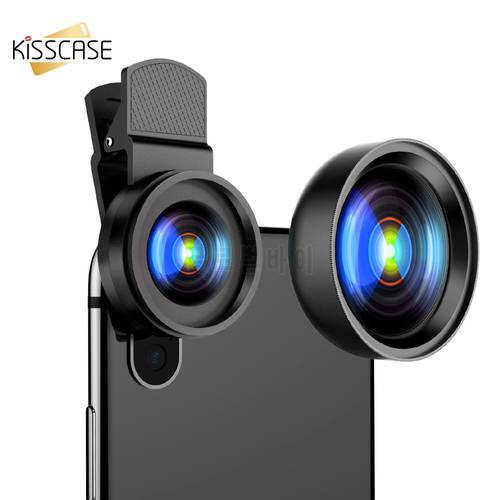KISSCASE Phone Camera Lens 0.45X Wide Angle+12.5X Macro Fish Eye Lens for iPhone 12 Xiaomi Samsung HD Phone Camera 2 in 1 Lens
