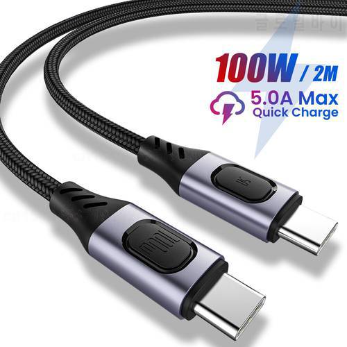 100W PD USB Cable 5A USB Type C Cable For Macbook Pro USB C Fast Data Cable Quick USB-C Type-C Charging Cable For Samsung S10