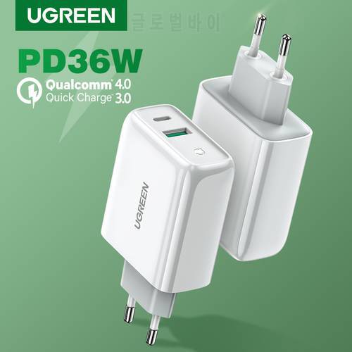 UGREEN PD36W USB Charger Quick Charge 4.0 3.0 Fast Type C Charger for iPhone 13 12 Xiaomi Samsung QC 3.0 4.0 Phone Charger