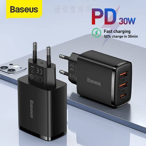 Baseus 30W USB Type C Charger Phone Charger PD Quick Charge For iPhone 14 13 12 Pro Max QC3.0 Fast Charging For Samsung Xiaomi
