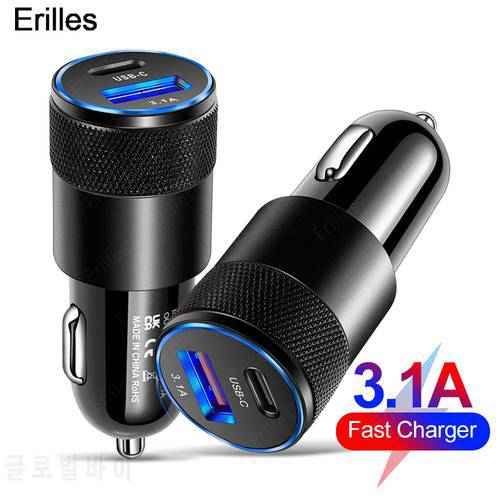 3.1A USB Car Charger For iPhone Huawei Xiaomi Samsung Quick Charge 4.0 QC3.0 Type C Mobile Phone PD Fast Charging Adapter in car