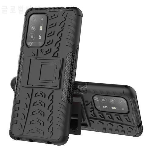 For Oppo F19 Pro Plus Case Cover Anti-knock Heavy Duty Stand Armor Bumper Cover Shell Silicone Phone Case for Oppo F19 Pro Plus