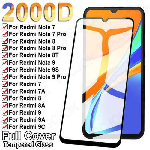 2000D Safety Protection Glass For Xiaomi Redmi Note 7 8 9 Pro 8T 9S Screen Protector For Redmi 8A 9A 7A 9T 9AT 9C NFC Glass Film
