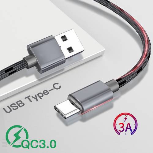 QC 3.0 USB Type C Cable 0.25M 1M 2M 3M Fast Charging Type-C Data Cord cable For Samsung S9 A50 pocophone F1 Mobile Phone Cables