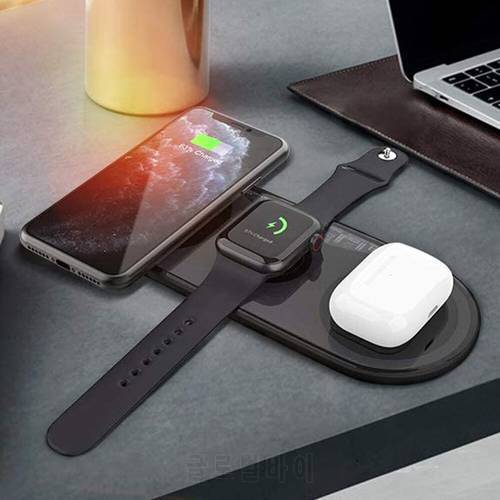 3 in 1 Wireless Chargers For iPhone 12 11 Mini Pro Max Samsung Fast Charging Docking Station Phone Pad For Apple Watch AirPods