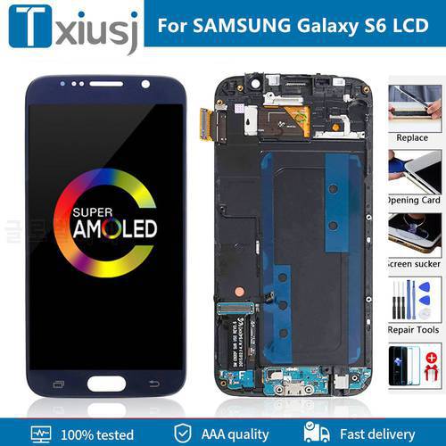 5.1&39&39ORIGINAL Super AMOLED With Burn Shadow LCD for SAMSUNG GALAXY S6 G920 SM-G920F G920F G920FD Touch Screen Digitizer Assembly
