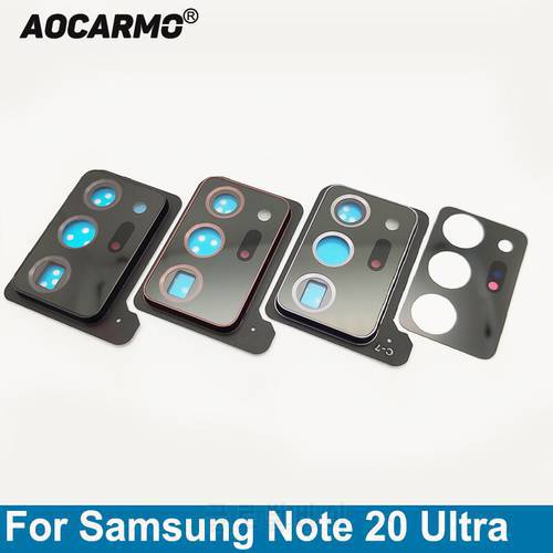 Aocarmo For Samsung Galaxy Note 20 Ultra 20u Rear Back Camera Lens Glass With Adhesive And Lens Frame Cover Sticker
