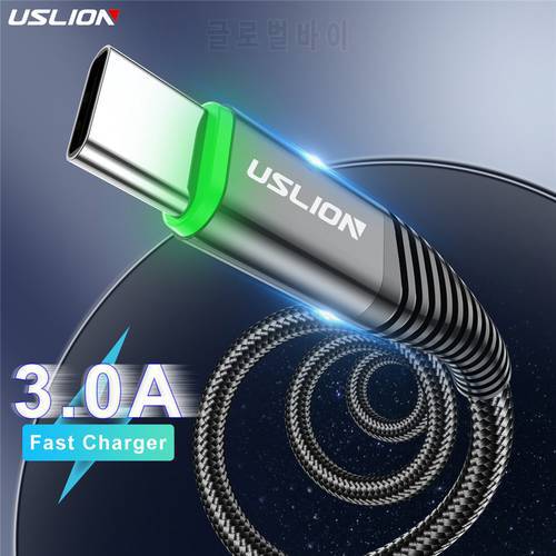 USLION LED 3A USB Type C Cable Micro USB Fast Charging Wire For Samsung Xiaomi Huawei Mobile phone Charge USB C Data Charge Cord