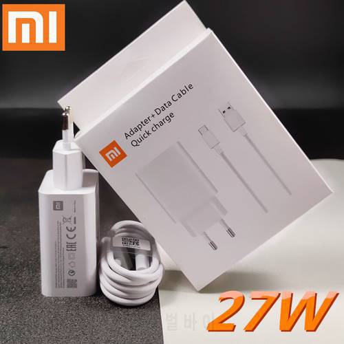 27W charger xiaomi EU Fast charger Turbo charge USB Type C cable for Mi 10 9 9se 8 6 9T Pro CC9 Redmi K20 Not