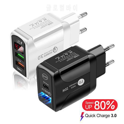 PD20W Fast Charger Type C QC3.0 Phone Charger USB PD Charger For iPhone 12 11 Xiaomi Huawei Samsung Quick Charge Travel Charger