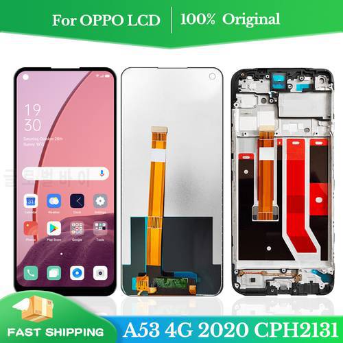 Original Black 6.5 inch For Oppo A53 2020 Display Touch Screen Digitizer Assembly Replacement For Oppo A53 CPH2127 LCD