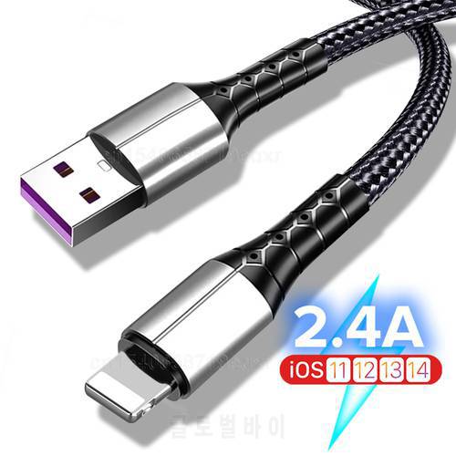 Nylon Braided USB Cable Fast Charge Cable for iPhone 13 12 11 Pro Max XS XR X 6S 7 8 Plus 2.4A Fast Charger Charging Data Cable