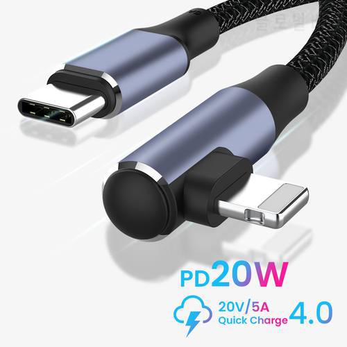 3A USB C Data Cable 1/2m Type C To 8 Pin Kable For iPhone Charger 90 Degree PD20W Fast Charging Cord For Macbook iPhone 14 13Pro