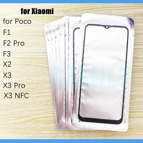 10pcs/lot Front GLASS + OCA LCD Outer Lens For Xiaomi Poco F1 F3 X2 Poco F2 X3 Pro NFC Touch Screen Panel