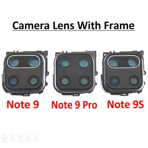 New Rear Camera Glass Lens For Xiaomi Redmi Note 9S 9 Pro Rear Camera Lens Glass With Frame Bezel Holder Repair For Redmi Note 9