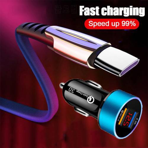 Quick Charge 3.0 Car USB Charger For Xiaomi Mi 11 10 9 T Lite Poco F3 F2 M3 X3 NFC Pro Mobile Phone Charger Type-c USB Cables