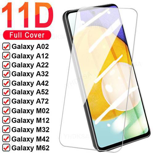 11D Safety Tempered Glass For Samsung Galaxy A02 A12 A22 A32 A42 A52 A72 5G Screen Protector M02 M12 M32 M42 M62 Protective Film