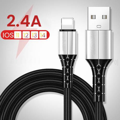 2.4A For iPhone USB fast Charger Cable for iPhone 13 12 11 Pro Max XS XR X 5 5S 6 6S 7 8 Plus 3A Fast Charging USB Data Cable