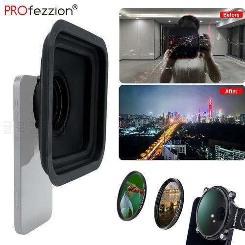 PROfezzion Smartphone 49mm Macro/CPL/Star/ND Lens Filter with Hood Kit No Reflections for iPhone 13 12 11 Pro Samsung Huawei