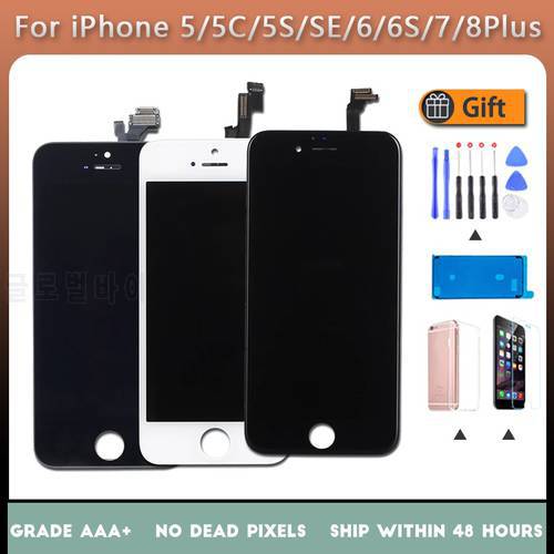LCD Display For iPhone 5 5C 5S SE 6 6S 7 8 Plus Touch Screen Replacement For iphone 7G 7P 8G 8 Plus No Dead Pixel+Tempered Glass