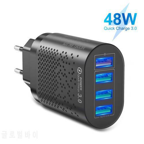 Lovebay 4 Ports USB Charger Quick Charger 3.0 5V 3A Fast Charging Wall Charger Adapter EU US UK Plug For iphone Samsung Tablet
