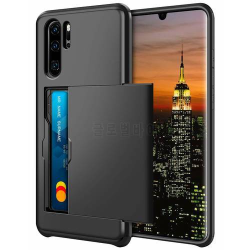 For Huawei P30 Pro Case Hard Armor Phone Case For Huawei P30 Pro P30PRO Wallet Credit Card Holder Slide Protect Cover For P30