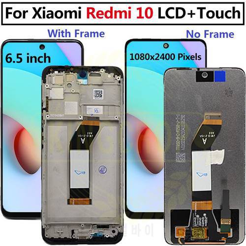 Original For Xiaomi Redmi 10 LCD Display with Frame Touch Panel Screen Digitizer Assembly Pantalla For Redmi 10 21061119AG LCD