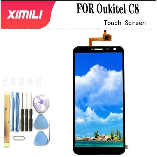 Tested de For 100% Original OUKITEL C8 Touch Panel Perfect Repair Parts Touch Replacement 5.5inch Oukitel C8 Phone Use + Tools