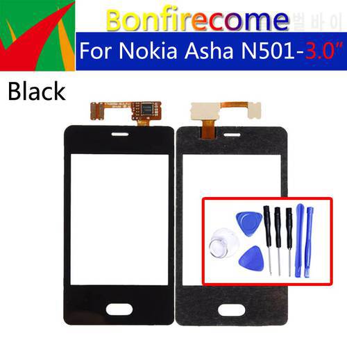 Black Touch Screen For Nokia Asha N501 501 Digitizer Panel Sensor Glass Replacement Parts