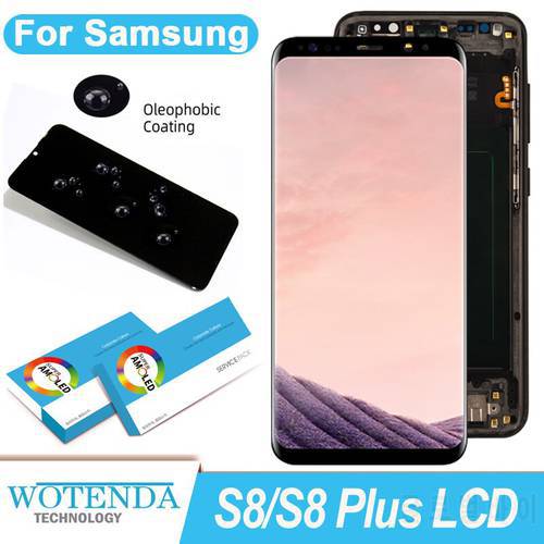 100% Original Amoled Display with frame for Samsung Galaxy S8 G950F G950FD Full LCD S8 Plus G955 G955F Touch Screen Repair parts