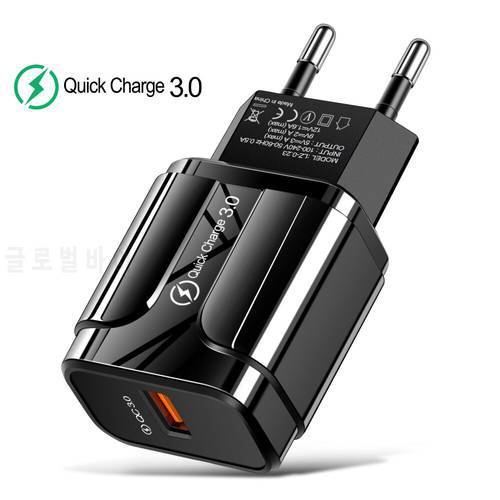 3A Quick Charge 3.0 USB Charger For iPhone 12 11 Pro EU Wall Mobile Phone Charger Adapter QC3.0 Fast Charging For Samsung Xiaomi