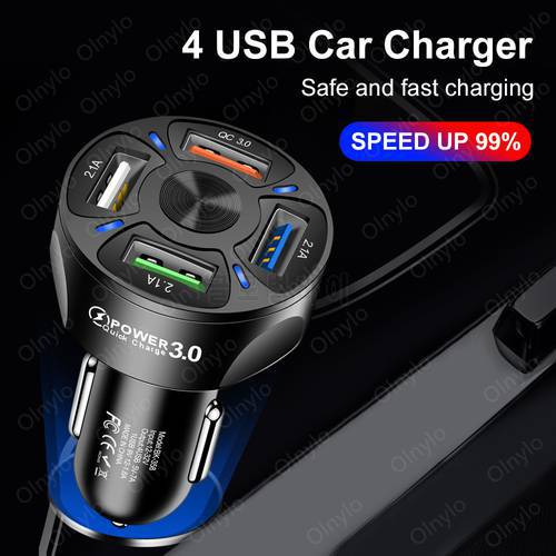 4U Port Car Charger 5V 3A Quick Charge 3.0 4.0 Portable Fast Charging Adapter For Xiaomi iPhone Mobile Phone in Car Car-Charger