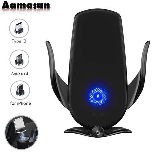 Automatic 15W Qi Car Wireless Charger for iPhone 12 Pro 11 XS XR X 8 Samsung S21 S20 S10 Magnetic USB Fast Charging Phone Holder