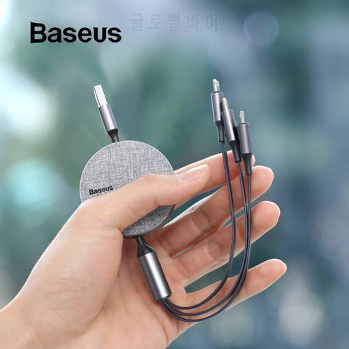 Baseus 3 in 1 Retractable USB Cable For iPhone Xs Max 3in1 Multi Fast Charging Charger Micro USB Type C Cable For Samsung Xiaomi