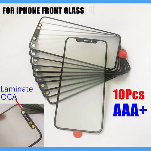 10Pcs Top Quality Front Glass + OCA For Apple iPhone Xs X Max 12 11 13 14 Pro Max 14 Plus12 13 Mini Touch Screen Outer Panel