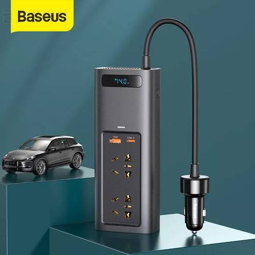 Baseus Car Inverter 150W DC 12V to AC 220V Auto Converter USB Type C Fast Charging Car Charger for IPhone 12 Laptop Car Adapter