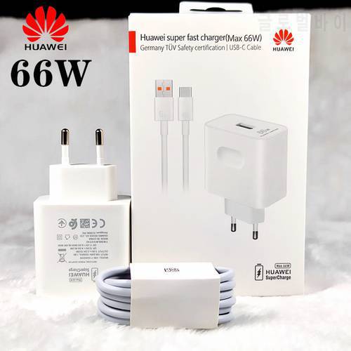 HUAWEI P50 Pro Charger 66W EU Fast charge adapter Travel SuperCharge USB 6A Type C Cable For Mate 40pro+P50 Pro