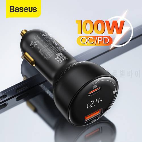 Baseus PD 100W USB Car Charger Quick Charge 4.0 QC4.0 QC3.0 Type C USB AUTO Charger Fast Charging For iPhone Xiaomi Mobile Phone