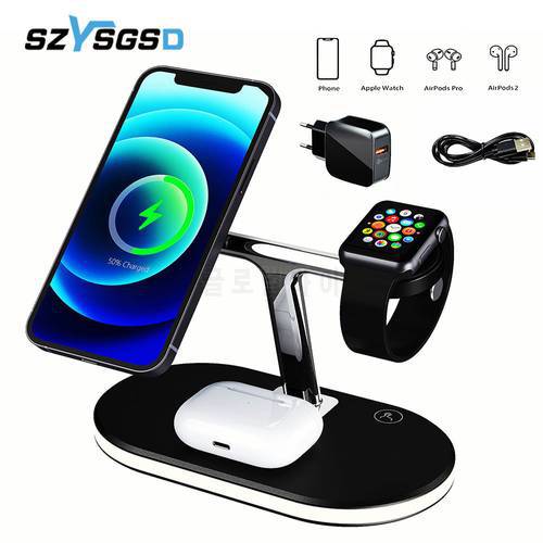 3 In 1 Magnetic Fast Wireless Charger For iPhone 14Pro Max 13 12 Wireless Charging Dock Stand For Apple iWatch 8 7 6 5 Charging
