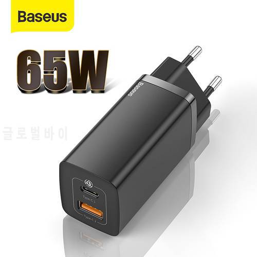 Baseus 65W GaN Charger QC 4.0 3.0 PD USB Type C Quick Charger Triple-Port Fast Charger For iPhone 12 13 14 Xiaomi Laptop Tablet