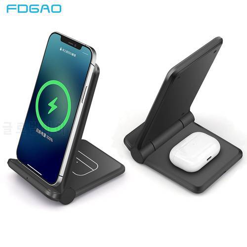 Foldable Wireless Charger 25W 2 in 1 Fast Charging Stand Pad For iPhone 14 13 12 11 8 XR XS X 8 Airpods Pro Samsung S22 S21 S20